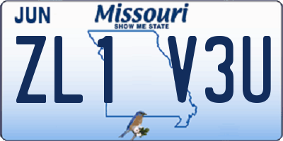 MO license plate ZL1V3U