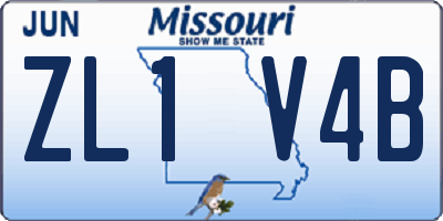 MO license plate ZL1V4B
