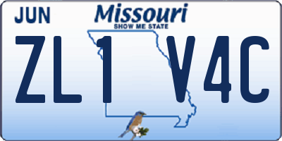 MO license plate ZL1V4C
