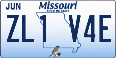 MO license plate ZL1V4E