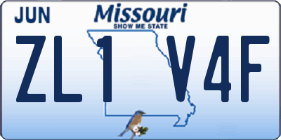 MO license plate ZL1V4F