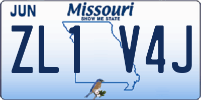MO license plate ZL1V4J