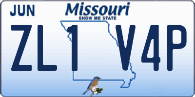 MO license plate ZL1V4P