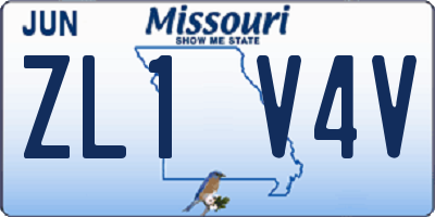MO license plate ZL1V4V