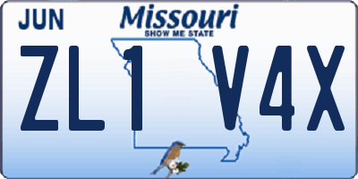 MO license plate ZL1V4X
