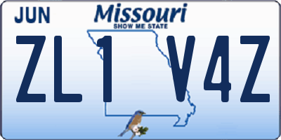 MO license plate ZL1V4Z