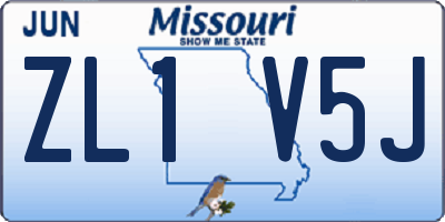 MO license plate ZL1V5J