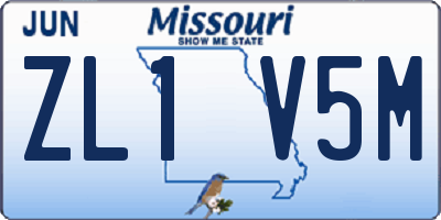 MO license plate ZL1V5M