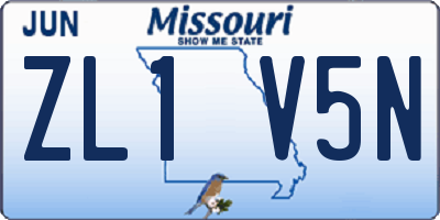 MO license plate ZL1V5N