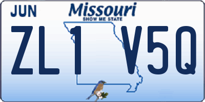 MO license plate ZL1V5Q