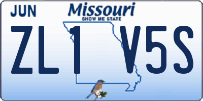 MO license plate ZL1V5S