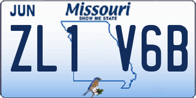 MO license plate ZL1V6B