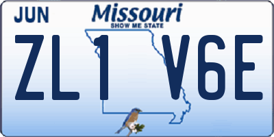 MO license plate ZL1V6E
