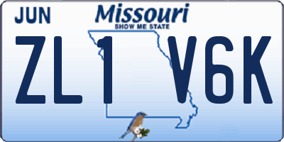 MO license plate ZL1V6K