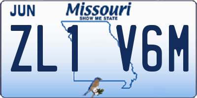 MO license plate ZL1V6M