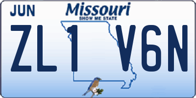MO license plate ZL1V6N