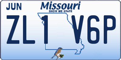 MO license plate ZL1V6P