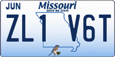MO license plate ZL1V6T