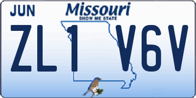 MO license plate ZL1V6V