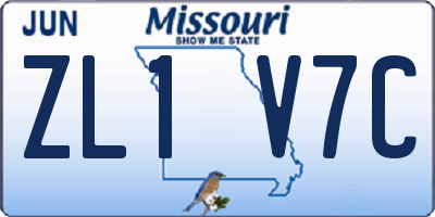 MO license plate ZL1V7C