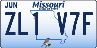 MO license plate ZL1V7F