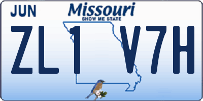 MO license plate ZL1V7H