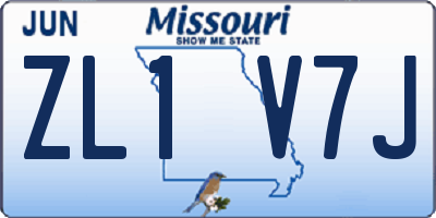 MO license plate ZL1V7J