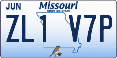 MO license plate ZL1V7P