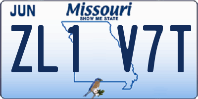MO license plate ZL1V7T