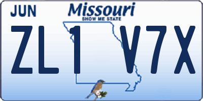 MO license plate ZL1V7X