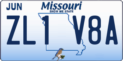MO license plate ZL1V8A