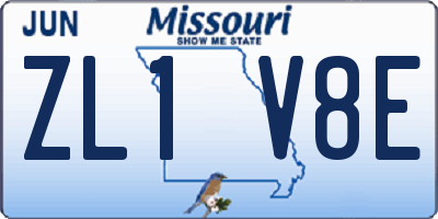 MO license plate ZL1V8E