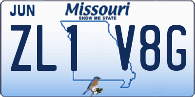 MO license plate ZL1V8G