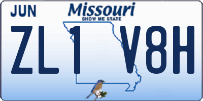 MO license plate ZL1V8H