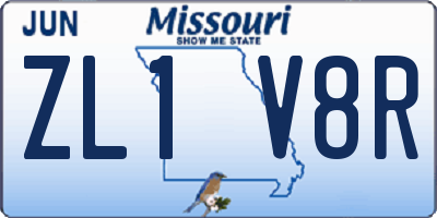 MO license plate ZL1V8R