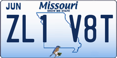 MO license plate ZL1V8T