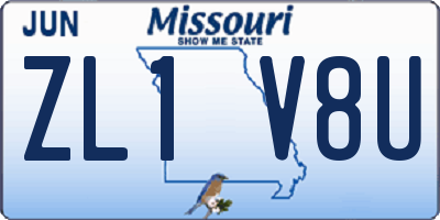 MO license plate ZL1V8U