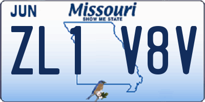 MO license plate ZL1V8V