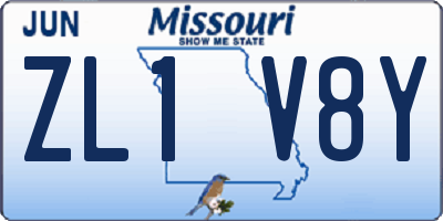 MO license plate ZL1V8Y