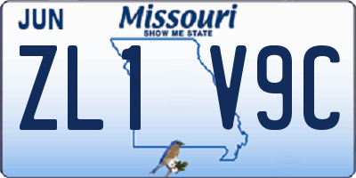 MO license plate ZL1V9C