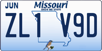 MO license plate ZL1V9D