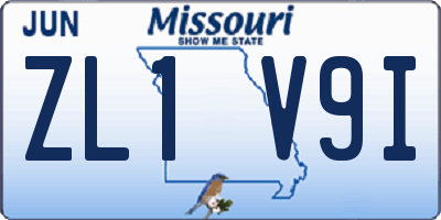 MO license plate ZL1V9I