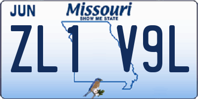 MO license plate ZL1V9L
