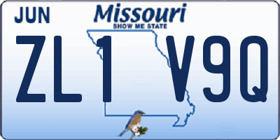 MO license plate ZL1V9Q