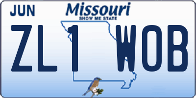 MO license plate ZL1W0B