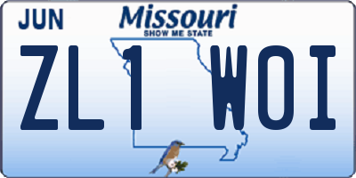 MO license plate ZL1W0I