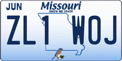 MO license plate ZL1W0J
