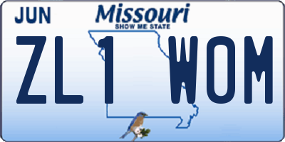 MO license plate ZL1W0M