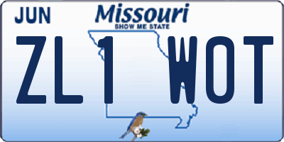 MO license plate ZL1W0T