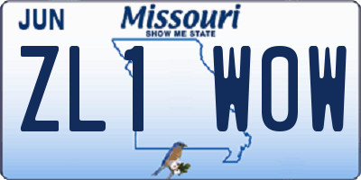 MO license plate ZL1W0W